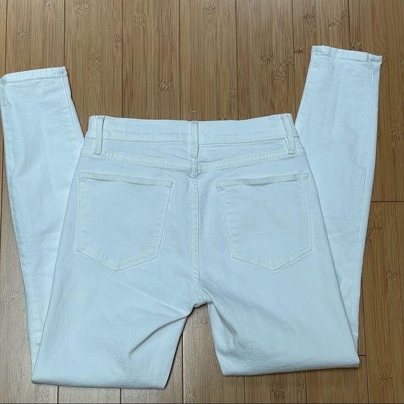 Frame Le High Rise Skinny Button Exposed Fly (Blanc Street) White Jeans Denim 25 - Picture 12 of 12